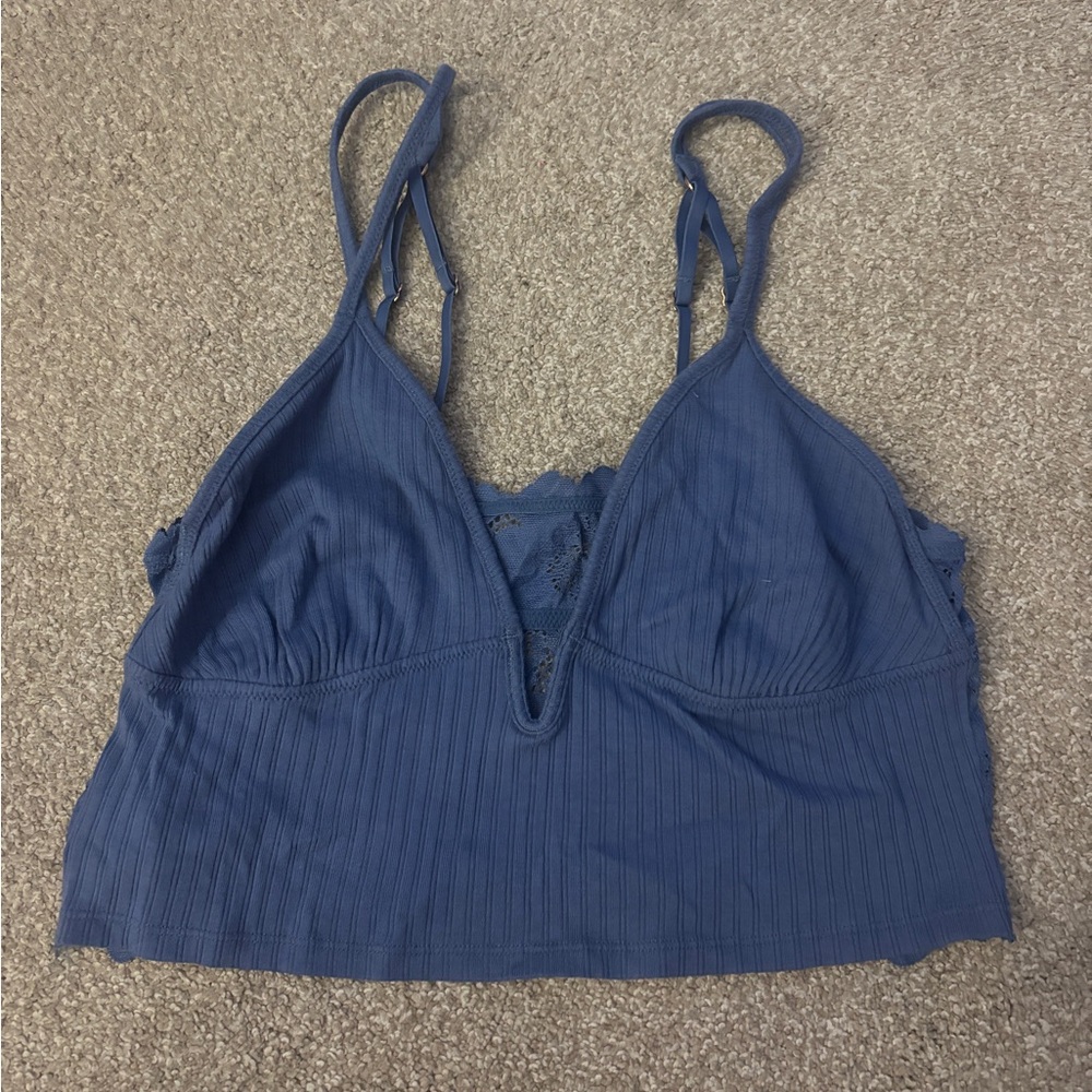 Aerie Blue Ribbed Bralette